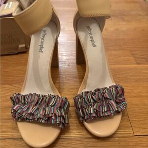 Jeffrey Campbell Beige and Multicolor Ruffle Heels